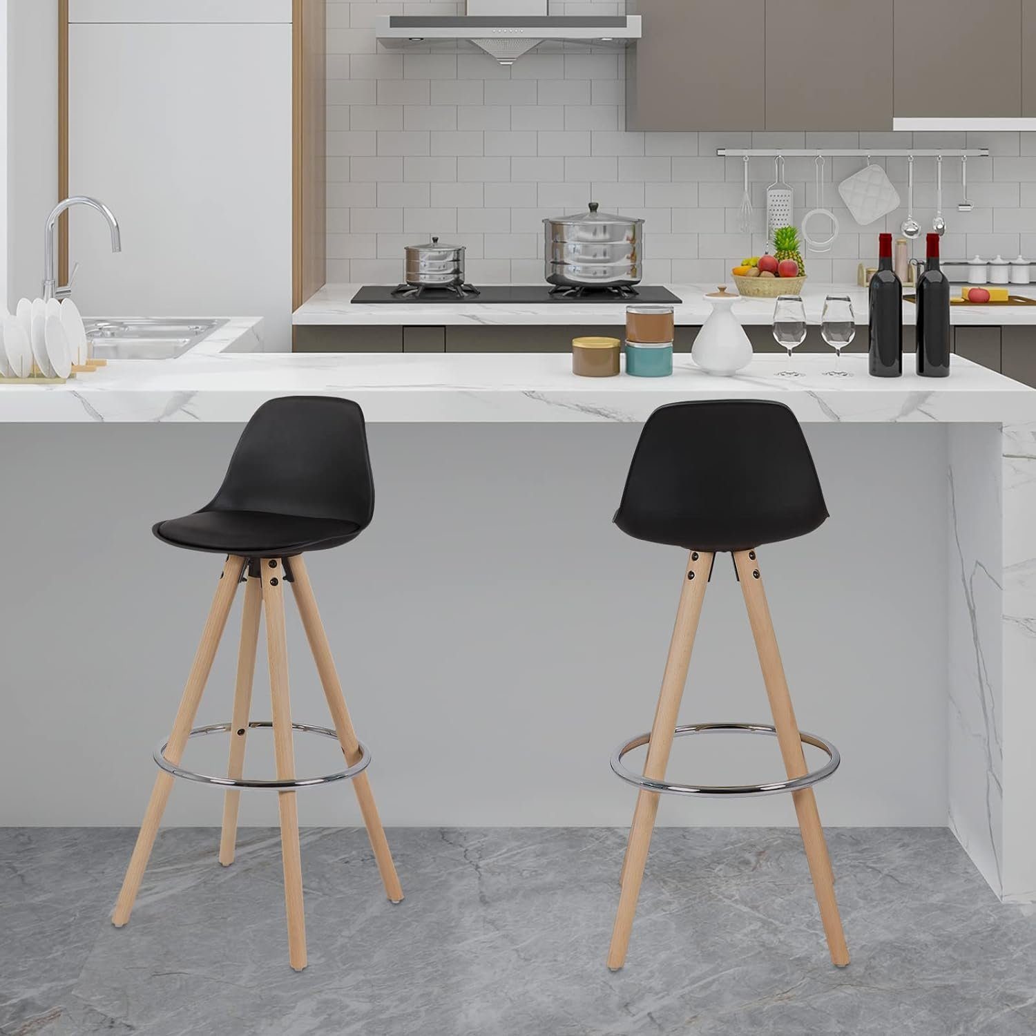 Woltu Barhocker (2 St), Design Stuhl, optimal Komfort, aus Kunstleder