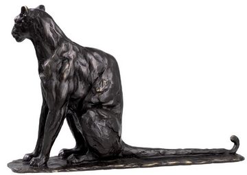 Casa Padrino Dekofigur Casa Padrino Luxus Deko Skulptur Panther 37 x 10 x H. 24 cm - Bronze Deko Skulptur - Bronze Deko Figur - Schreibtisch Deko - Wohnzimmer Deko - Luxus Qualität