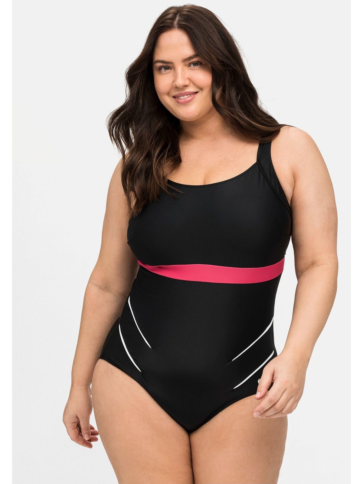 Sheego Badeanzug Große Größen mit Kontrastdetails und Shaping-Effekt