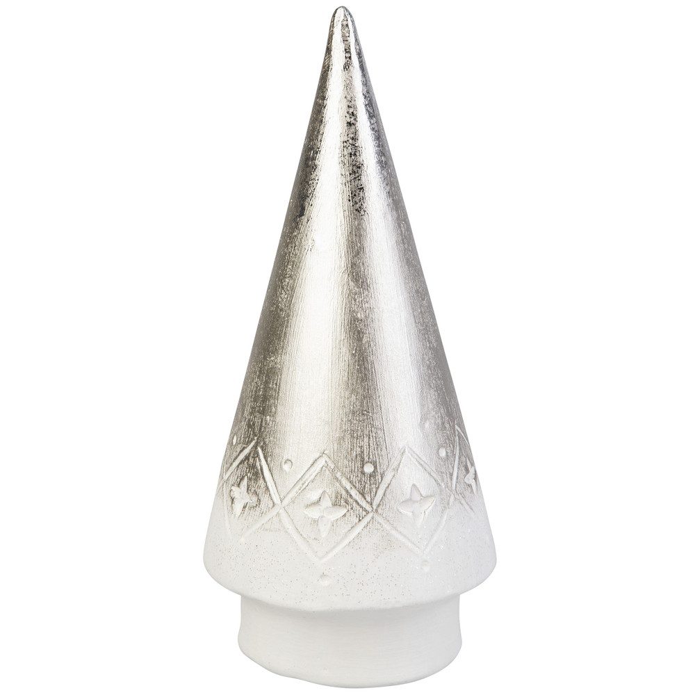 MICA Weihnachtsfigur Deko-Tannenbaum spitz weiß/silber - ca. 11,5 x 11,5 x günstig online kaufen