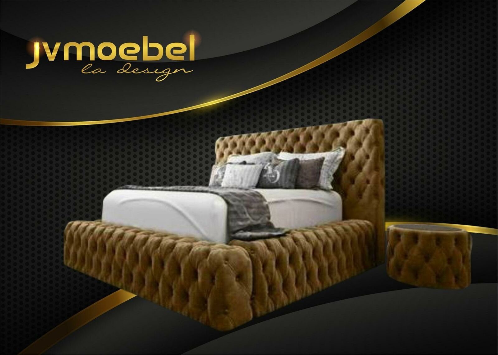 JVmoebel Bett, Bett Textil Schlafzimmer Möbel Luxury Moderne Betten Chesterfield Gold