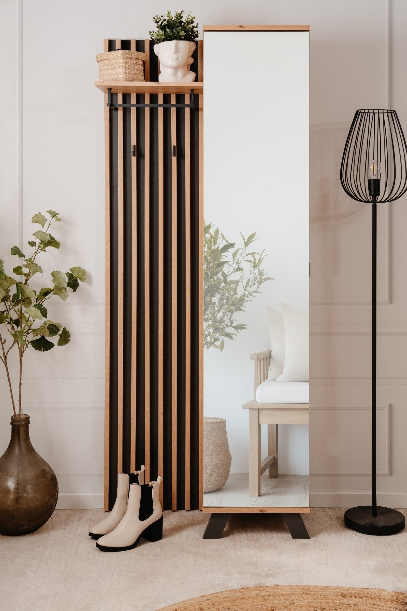 freiraum Kompaktgarderobe Medan in Dekor Artisan Oak / anthrazit - 80x190x37cm (BxHxT)