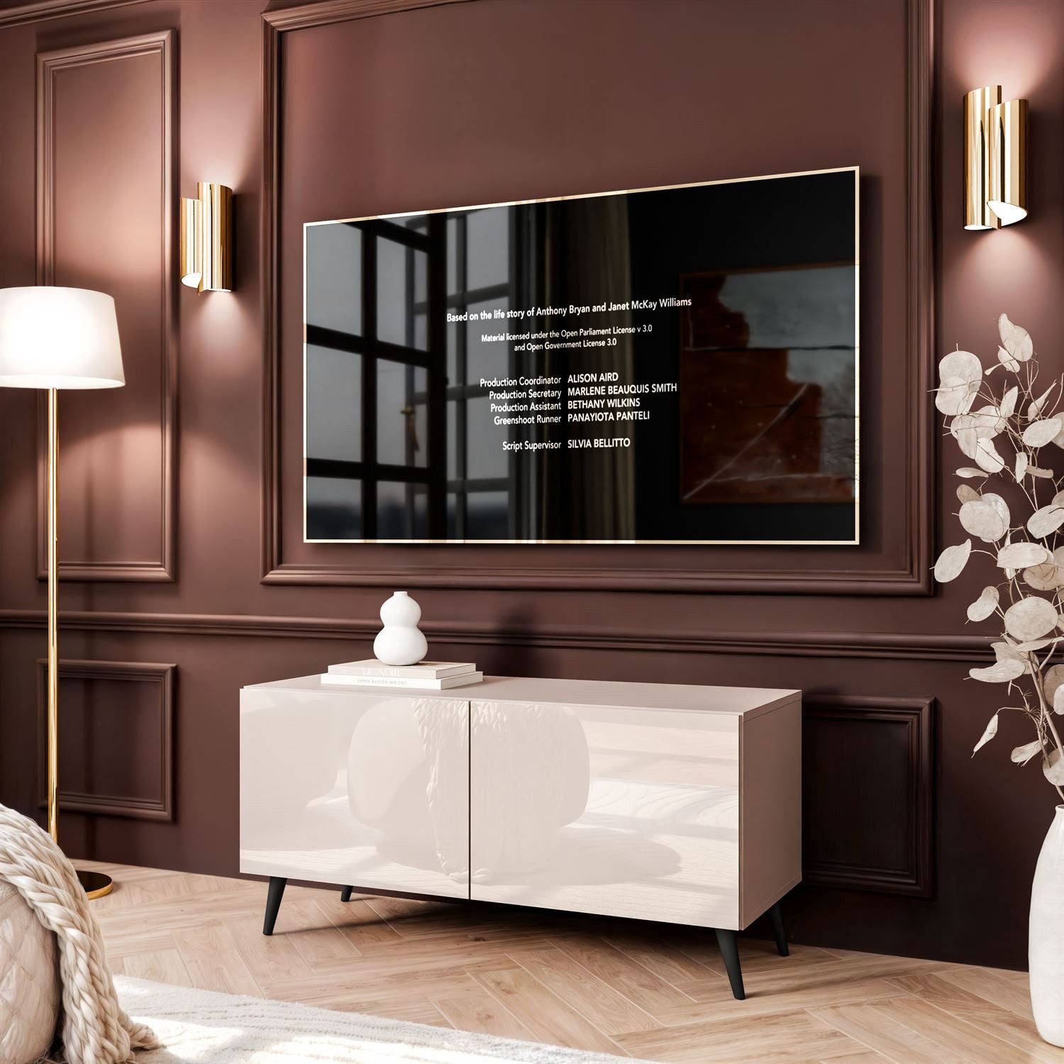 Lookway TV-Schrank COLGANTE 100 Kaschmir Hochglanz mit Metallbeinen günstig online kaufen