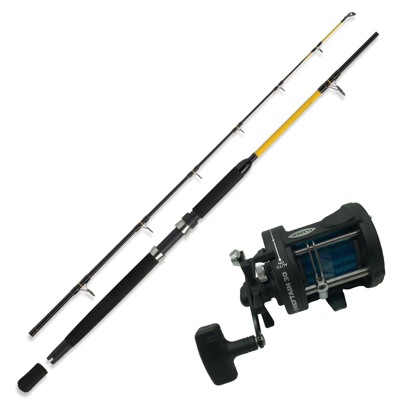 Stollenwerk Spinnrute, Norwegen Profi Angeln komplett Angelset - Marken Combo No4. Rute, Rolle, Schnur Angelcombo