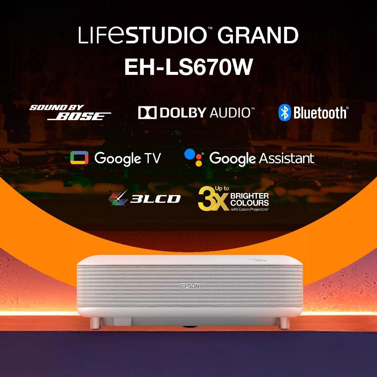 Epson Lifestudio Grand EH-LS670W Heimkinobeamer 3600 ANS Beamer
