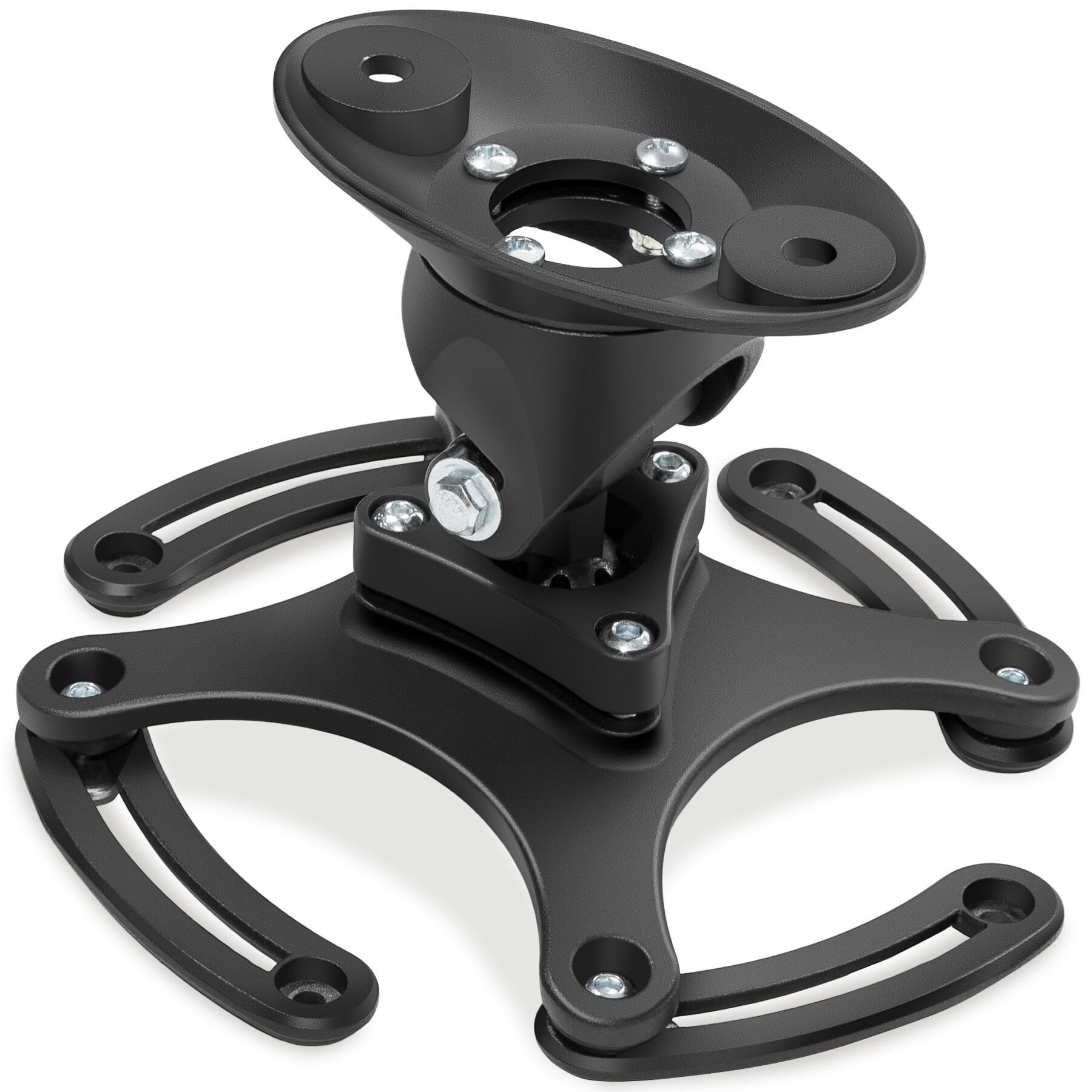 tectake Beamer-Wandhalterung Universal Projektor-Halterung - 360° Kugelgelenk aus Aluminium, (bis 0 Zoll, Einzelartikel, 1 St., Extrem kompakter Deckenabstand von nur 13,4 cm für flache Montage)