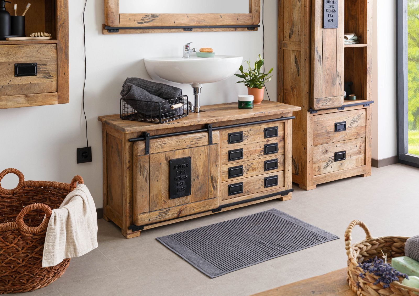 Massivmoebel24 Waschbeckenunterschrank #177 (Unterschrank Mango 120x40x60 günstig online kaufen