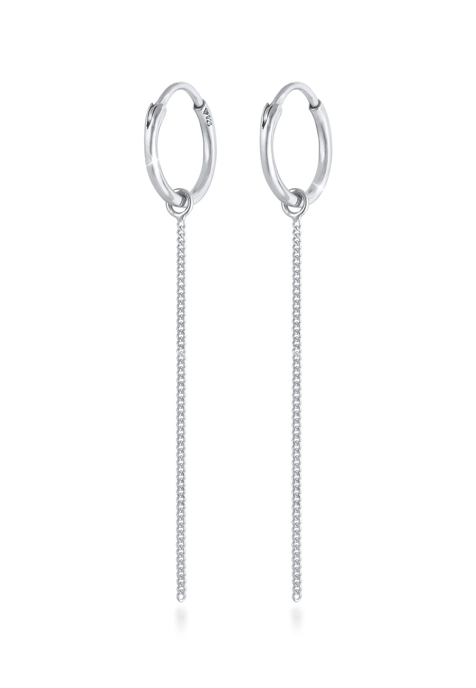 Elli Paar Creolen Creolen Ohrhänger Einhänger Kettchen 925 Silber, Lange  Creolen Ohrringe mit Einhänger für Damen