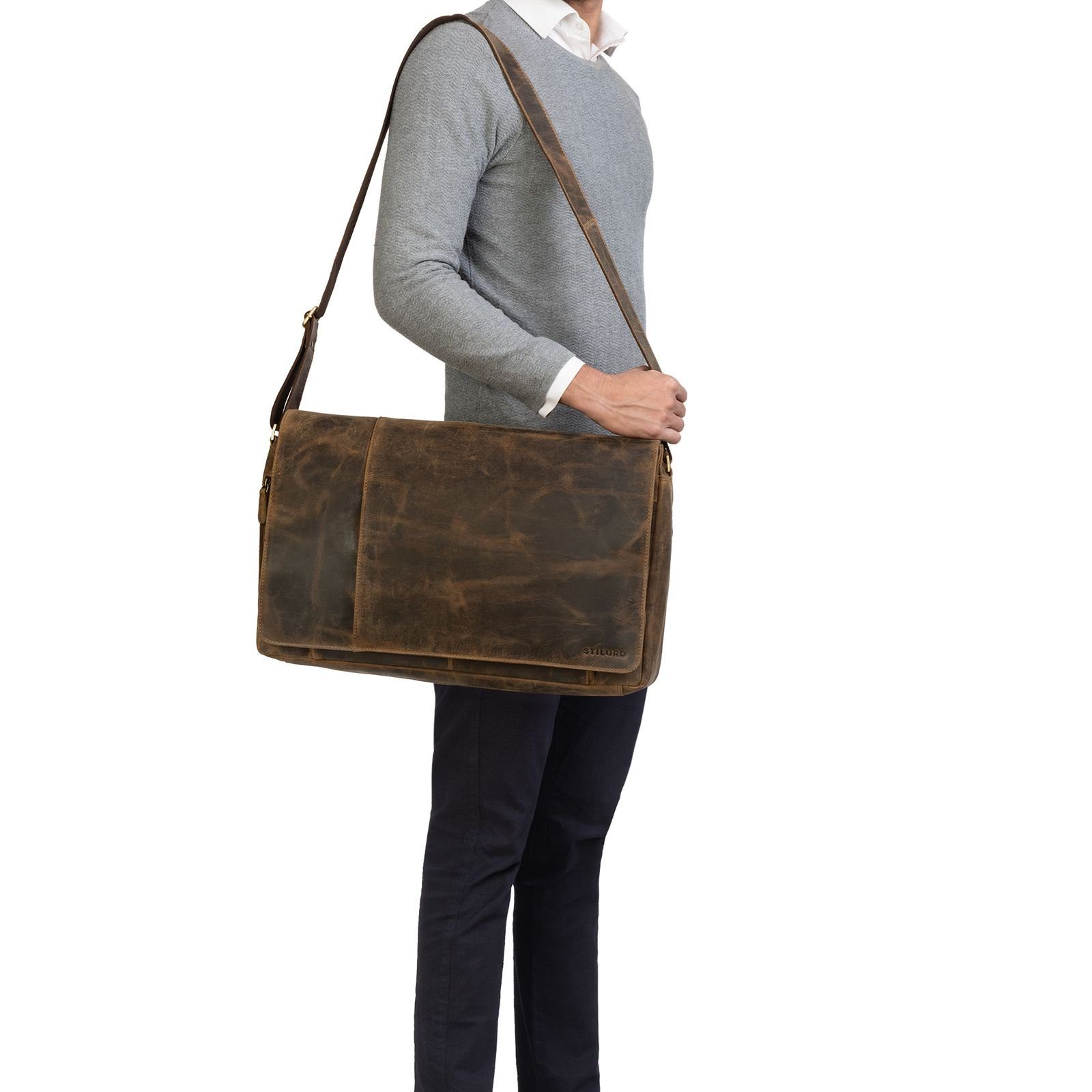 STILORD Laptoptasche "Maximus" XXL Ledertasche mit günstig online kaufen