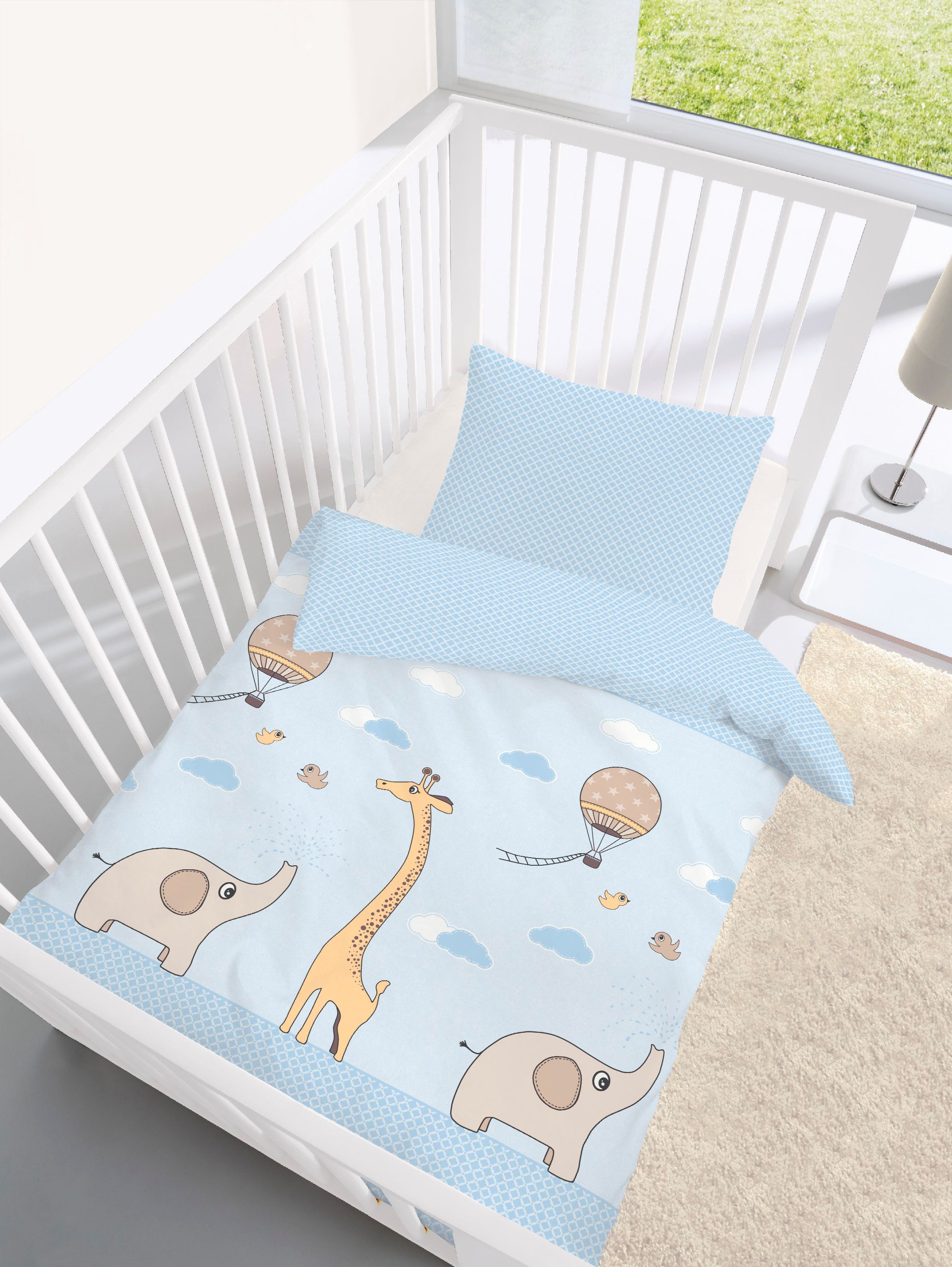 DOBNIG Babybettwäsche Biber Kinderbettwäsche 2-teilig 100x135cm Safari Elef günstig online kaufen