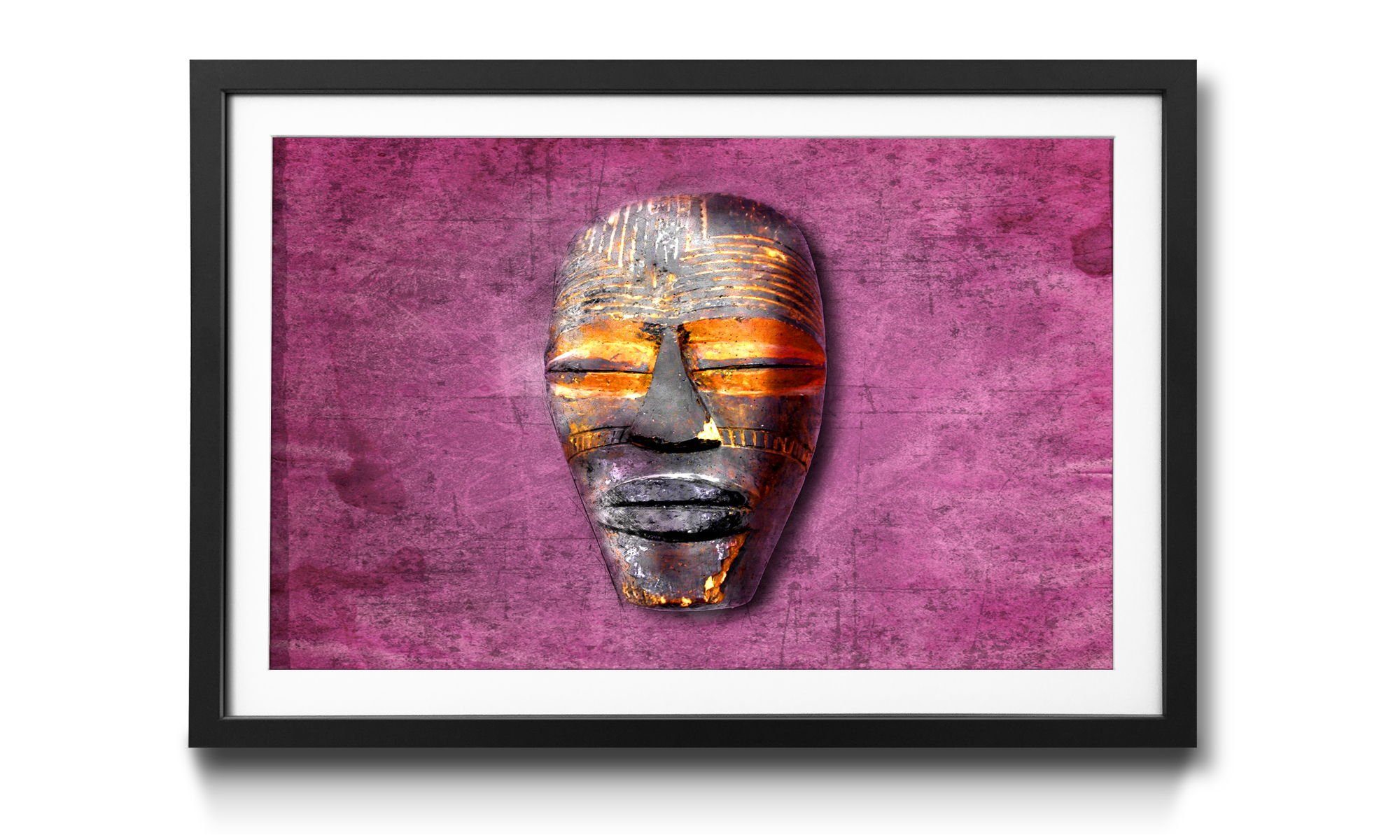 WandbilderXXL Bild mit Rahmen Close Eyes, Afrikanische Maske, Wandbild, in 4 Größen erhältlich