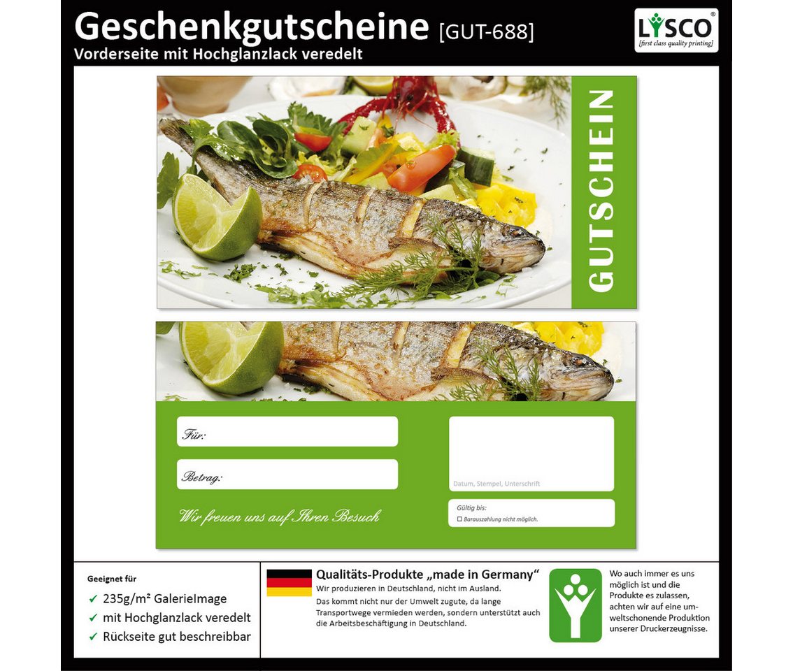 Thumbnail - LYSCO Geschenkkarte Geschenkgutscheine Fische Angeln Erholung Gastronomie Restaurant, Fischfang Ködern Urlaub Entspannun...