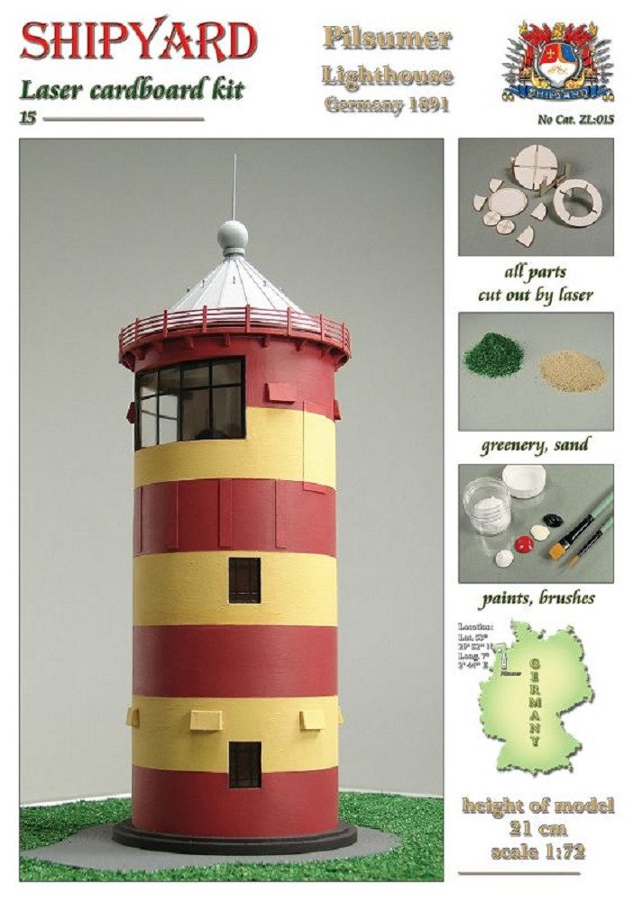 Krick Modellbausatz Shipyard Leuchtturm Pilsumer Lighthouse Germany 1891 1:72 Laser Karton