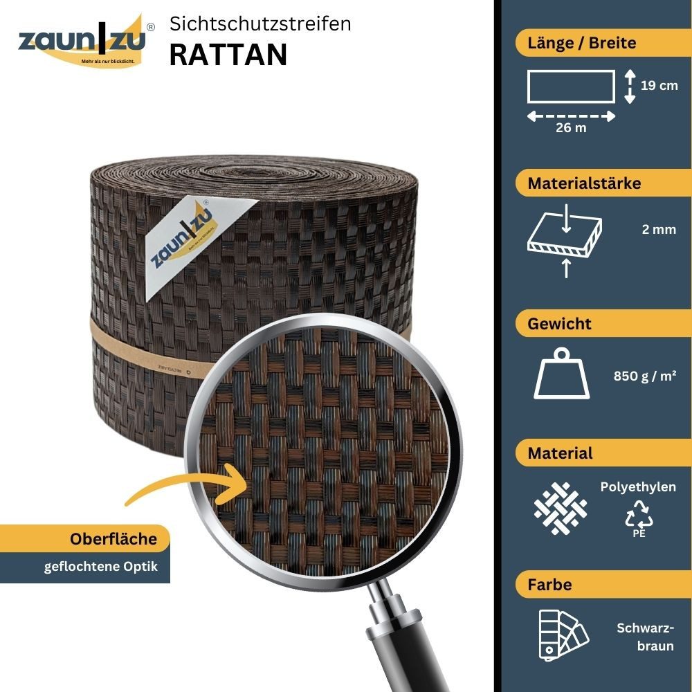 zaunzu Sichtschutzstreifen Rattan PE für Doppelstabmatten günstig online kaufen