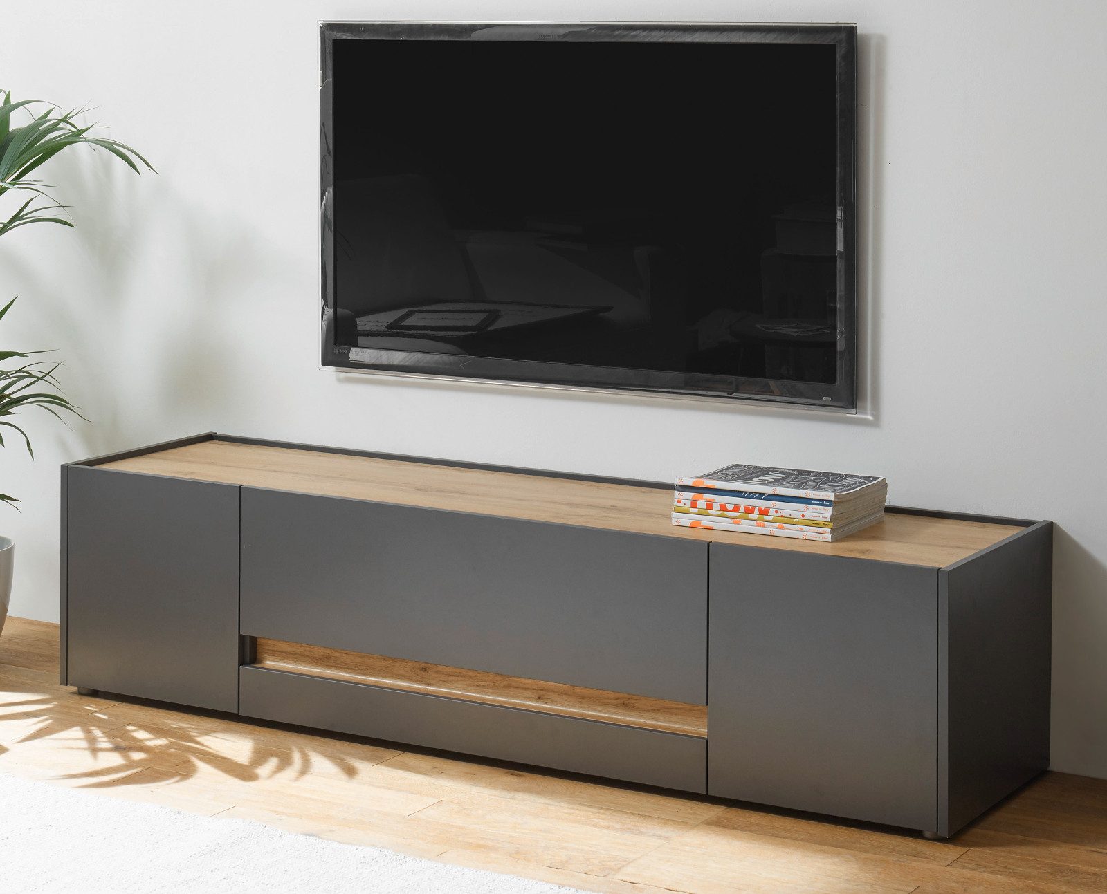 Furn.Design Lowboard Center (TV Unterschrank in grau mit Eiche, Breite 170 günstig online kaufen