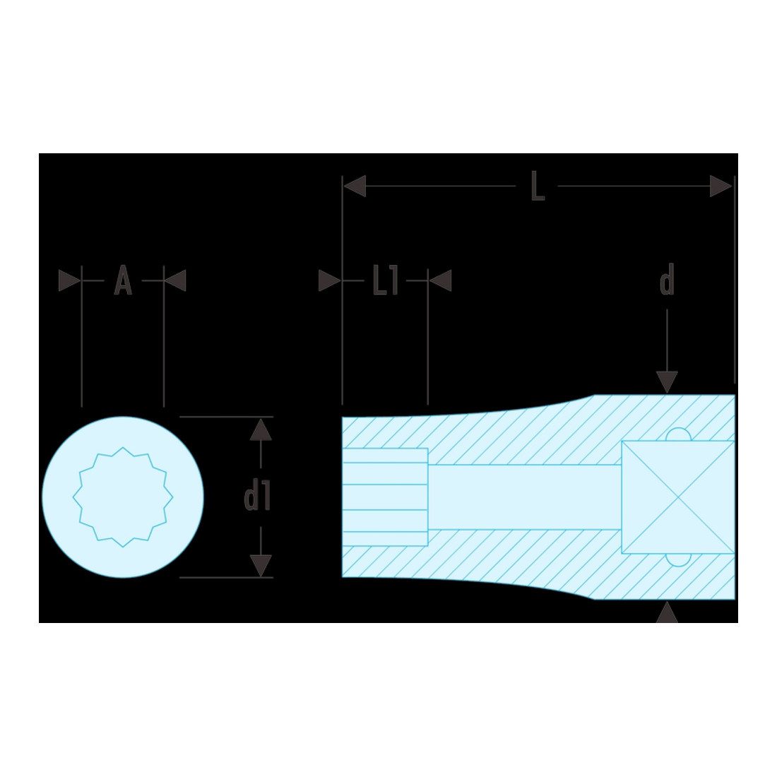 Facom Ratsche Facom Steckschlüssel 1/4" 12-Kant lang 5/16