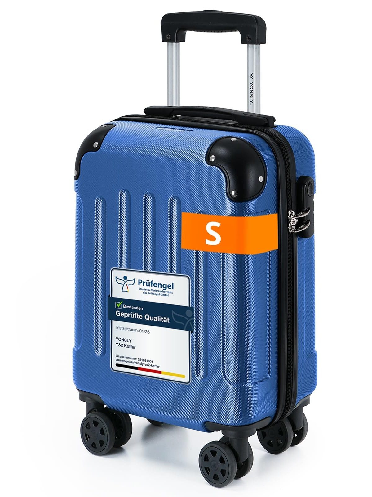 YONSLY Hartschalen-Trolley Hartschalen-Reisekoffer Trolley Rollkoffer in S/M/L/XL Größen, 4 Rollen, mit 360°-Lenkrollen, Zahlenschloss und mehrstufigem Teleskopgriff