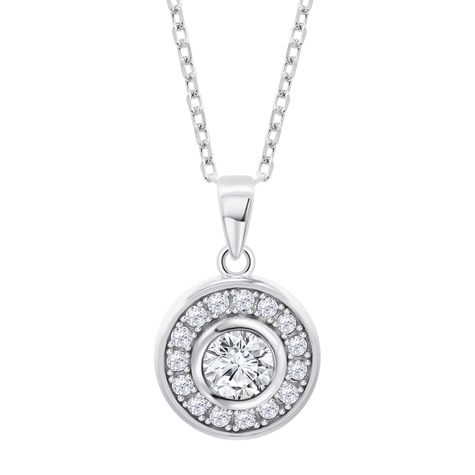 Kette mit Anhänger Silver Damen Halskette LP3105-1/1 Silber Zirkonia 42+3 cm