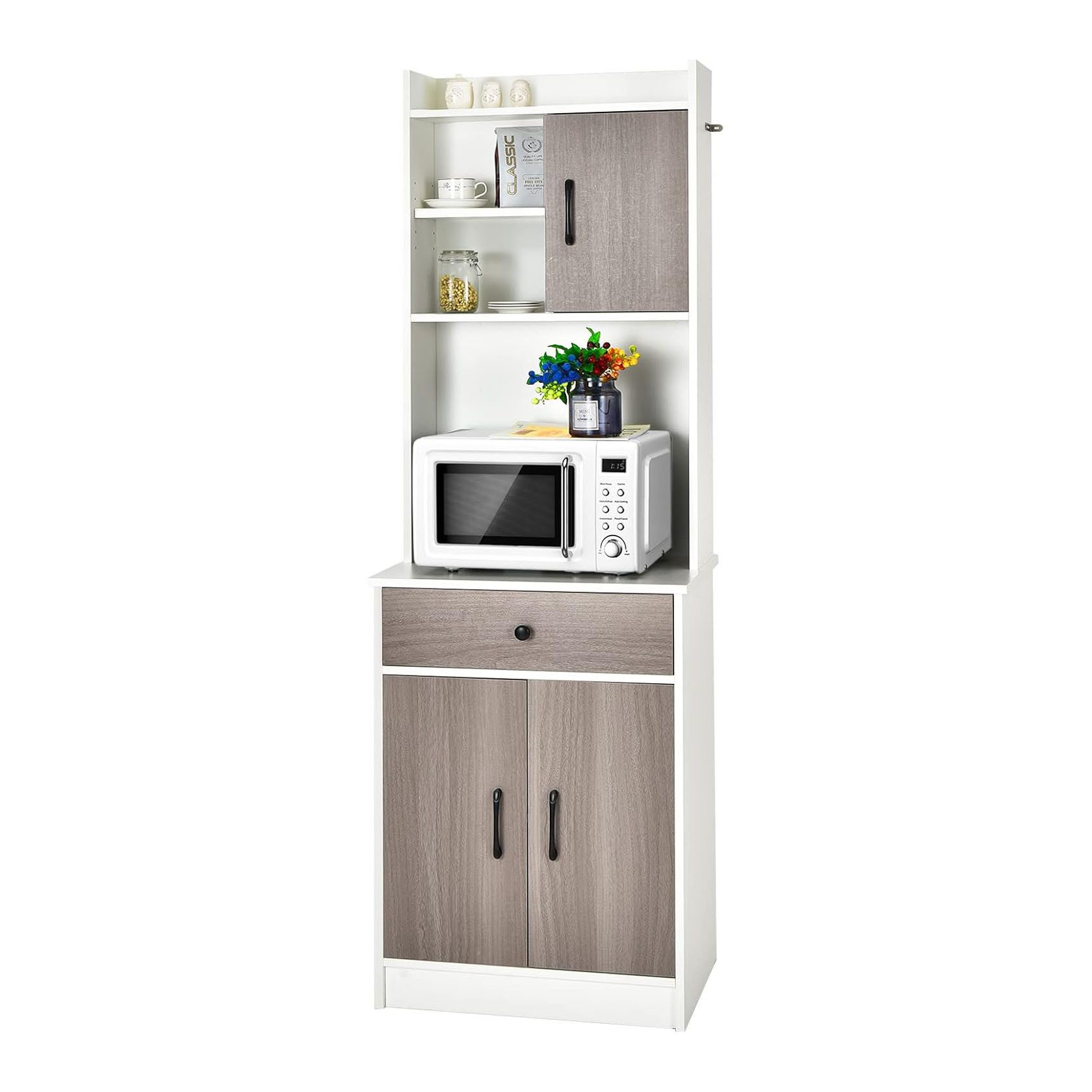 KOMFOTTEU Küchenregal Küchenschrank, mit breiter Schublade, verstellbaren Regalen, 2 Türen