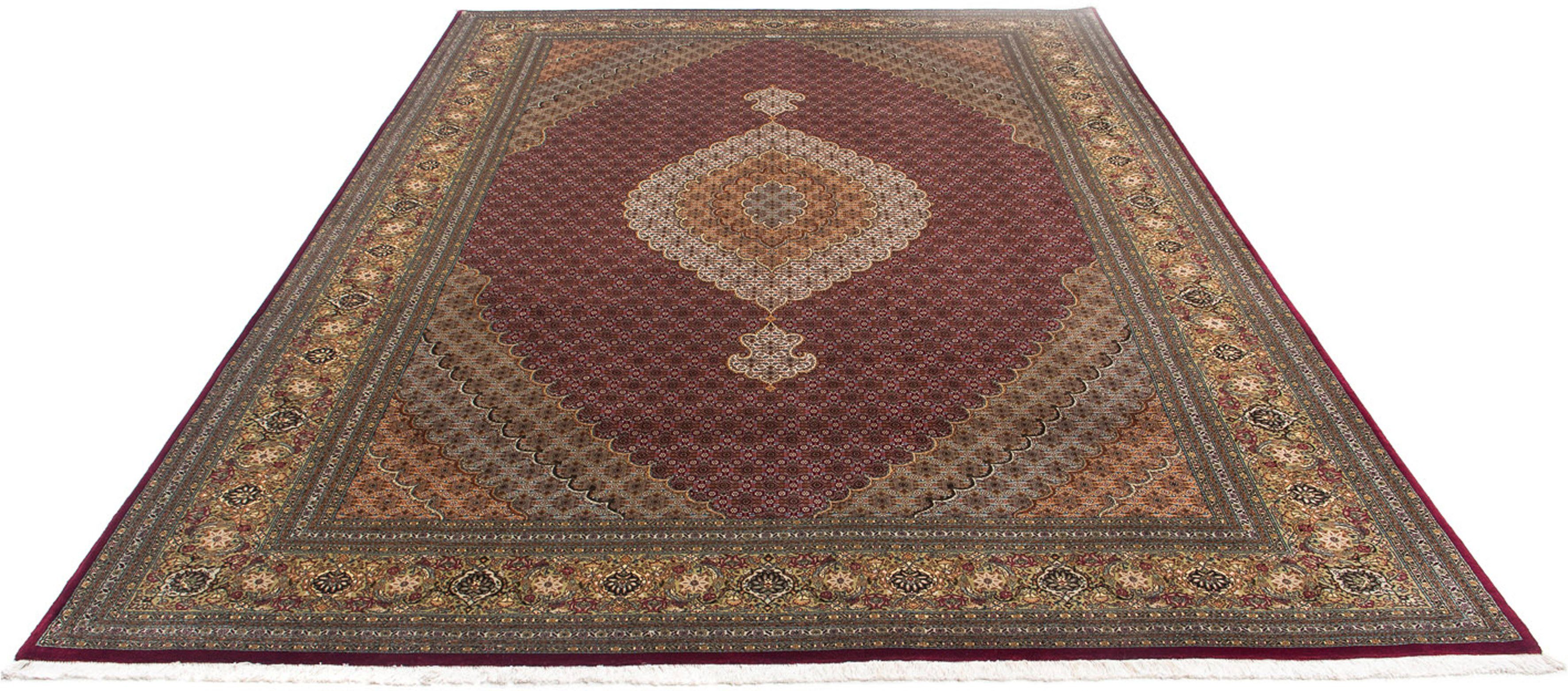 Orientteppich Perser - Täbriz - 346 x 253 cm - dunkelrot, morgenland, rechteckig, Höhe: 10 mm, Wohnzimmer, Handgeknüpft, Einzelstück mit Zertifikat