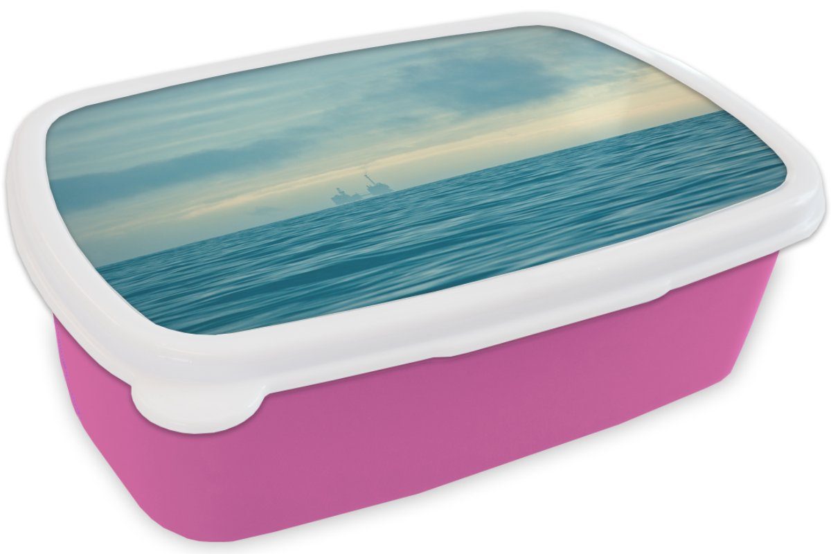 Brotbox - Mädchen, Snackbox, Nebel für Kunststoff (2-tlg), Wasser, Lunchbox Erwachsene, Nordsee Kunststoff, Brotdose - rosa MuchoWow Kinder,