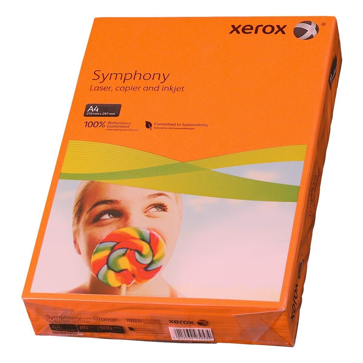 Xerox Drucker- und Kopierpapier Symphony, Intensivfarben, Format DIN A4, 80 g/m², 500 Blatt orange