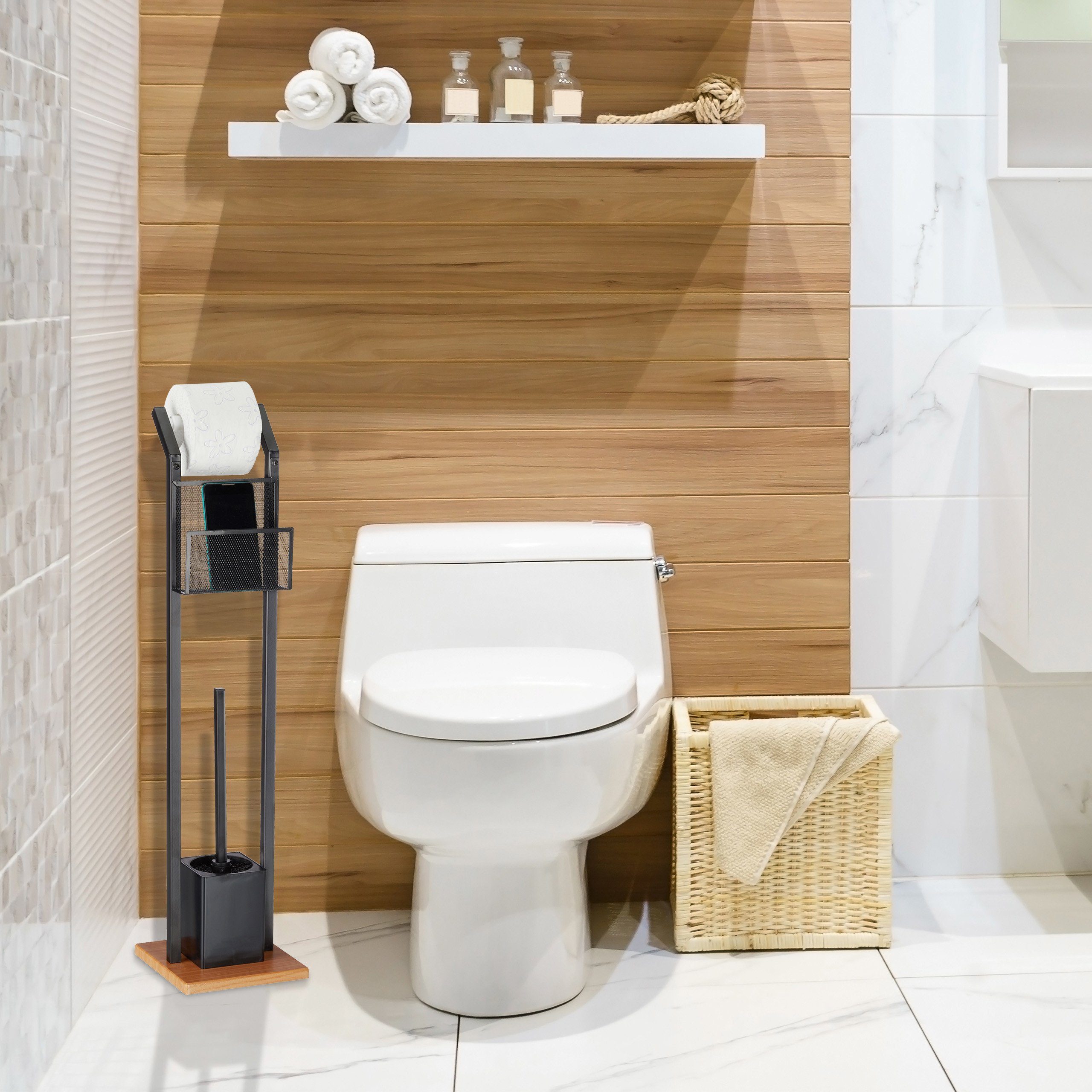 Badezimmer-Set Ablage mit relaxdays WC-Garnitur
