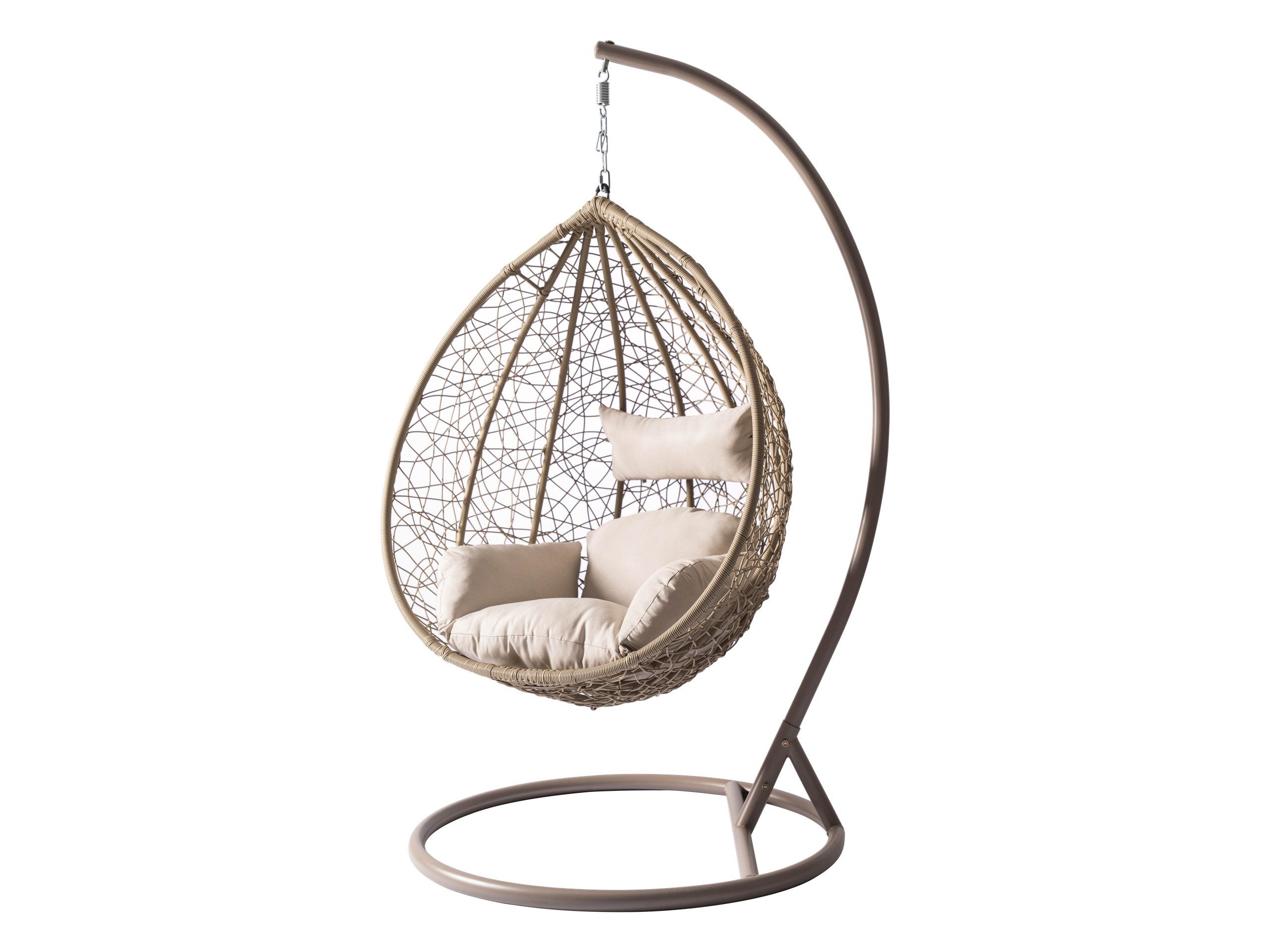 MIRJAN24 Hängesessel Savona (Korb aus Rattan), Metallskelett, Kissen-Set, 106x105x195 cm