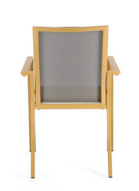Natur24 Gartenstuhl 4er Set Stühle Konnor 56,2 x 60 x 88 cm Aluminium und Textil Gelb Grau