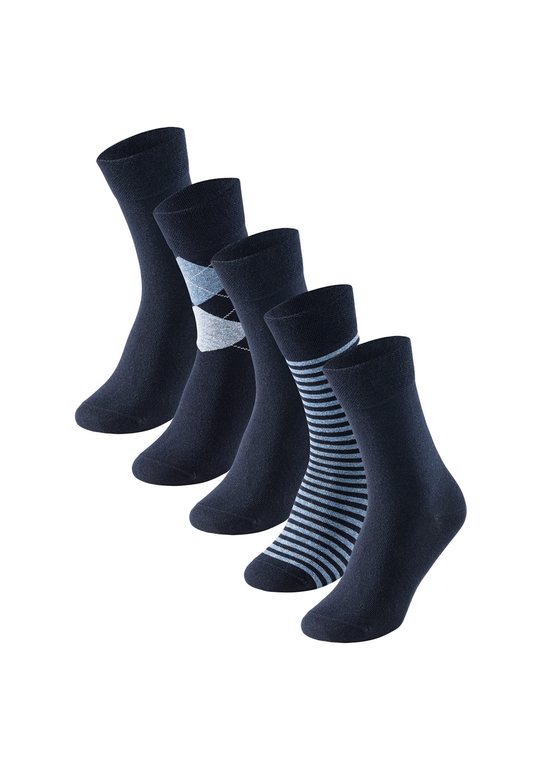 Schiesser Langsocken 5er Pack Bluebird (Spar-Set, 5-Paar) Носки - Baumwolle - Atmungsaktiv - Langanhaltende Frische