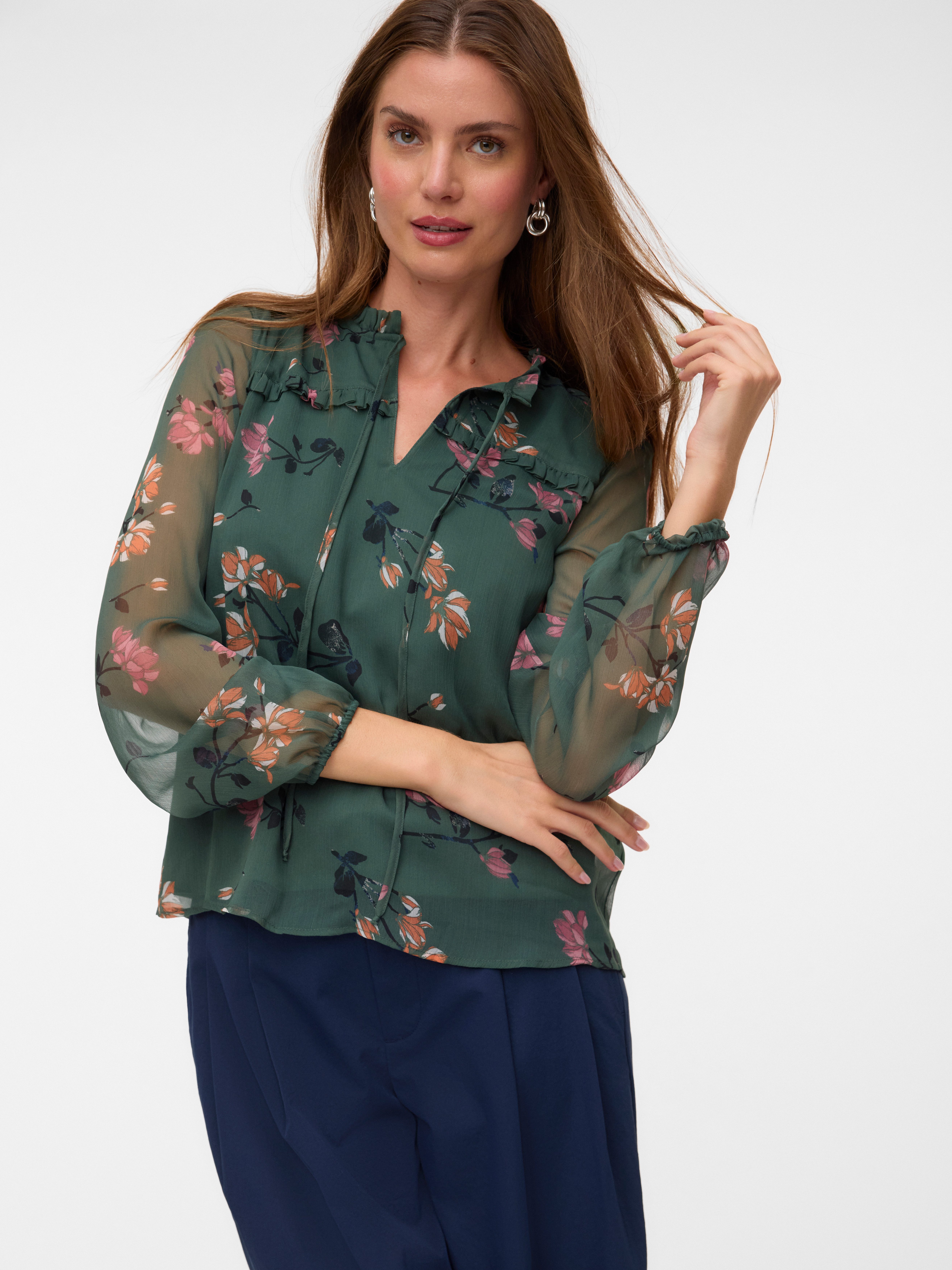 Vero Moda Chiffonbluse VMMILLA LS TOP WVN GA NOOS Kunstfaser, regular fit