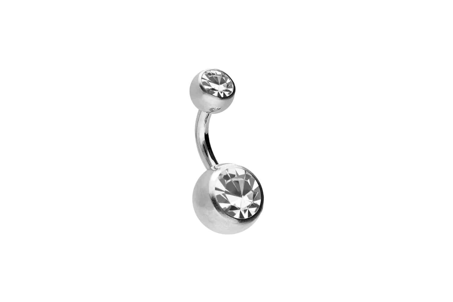 PIERCINGLINE Bauchnabelpiercing Titan Bananabell ZWEI KRISTALLE günstig online kaufen