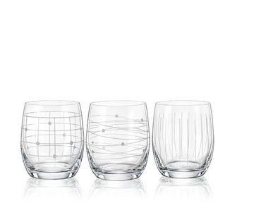 Crystalex Becher Wassergläser Whiskygläser Elements 300 ml 6er Set, Kristallglas, 6 verschiedene Ornamente eingraviert