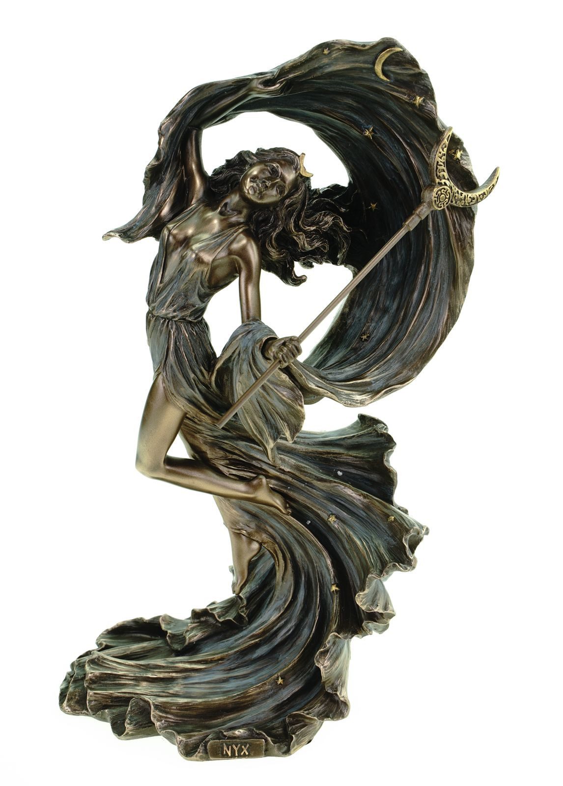 Vogler Dekofigur Nyx griechische Göttin der Nacht 28 cm Veronese bronziert