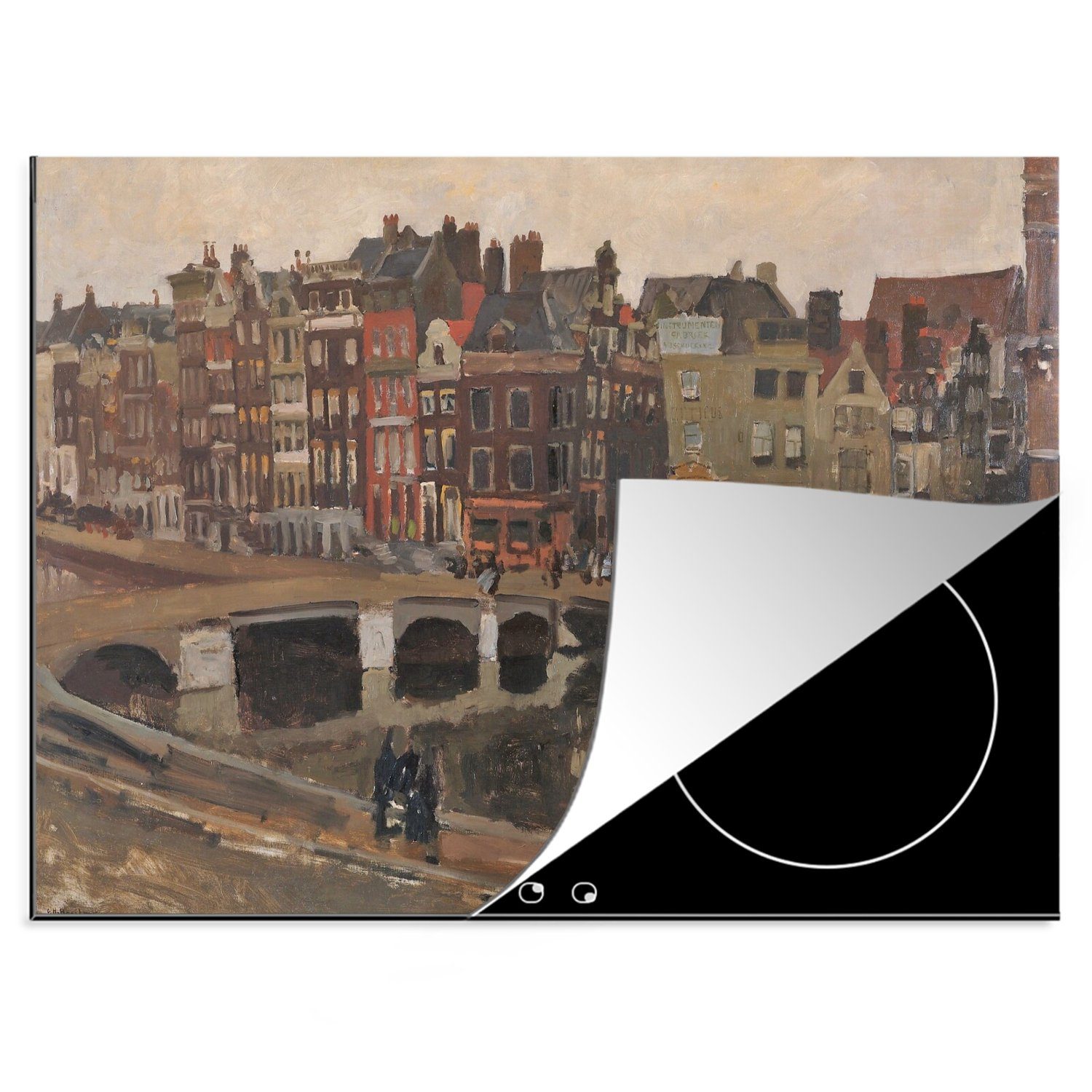MuchoWow Herdblende-/Abdeckplatte Das Rokin in Amsterdam - Gemälde von George Hendrik Breitner, Vinyl, (1 tlg), 70x52 cm, Mobile Arbeitsfläche nutzbar, Ceranfeldabdeckung