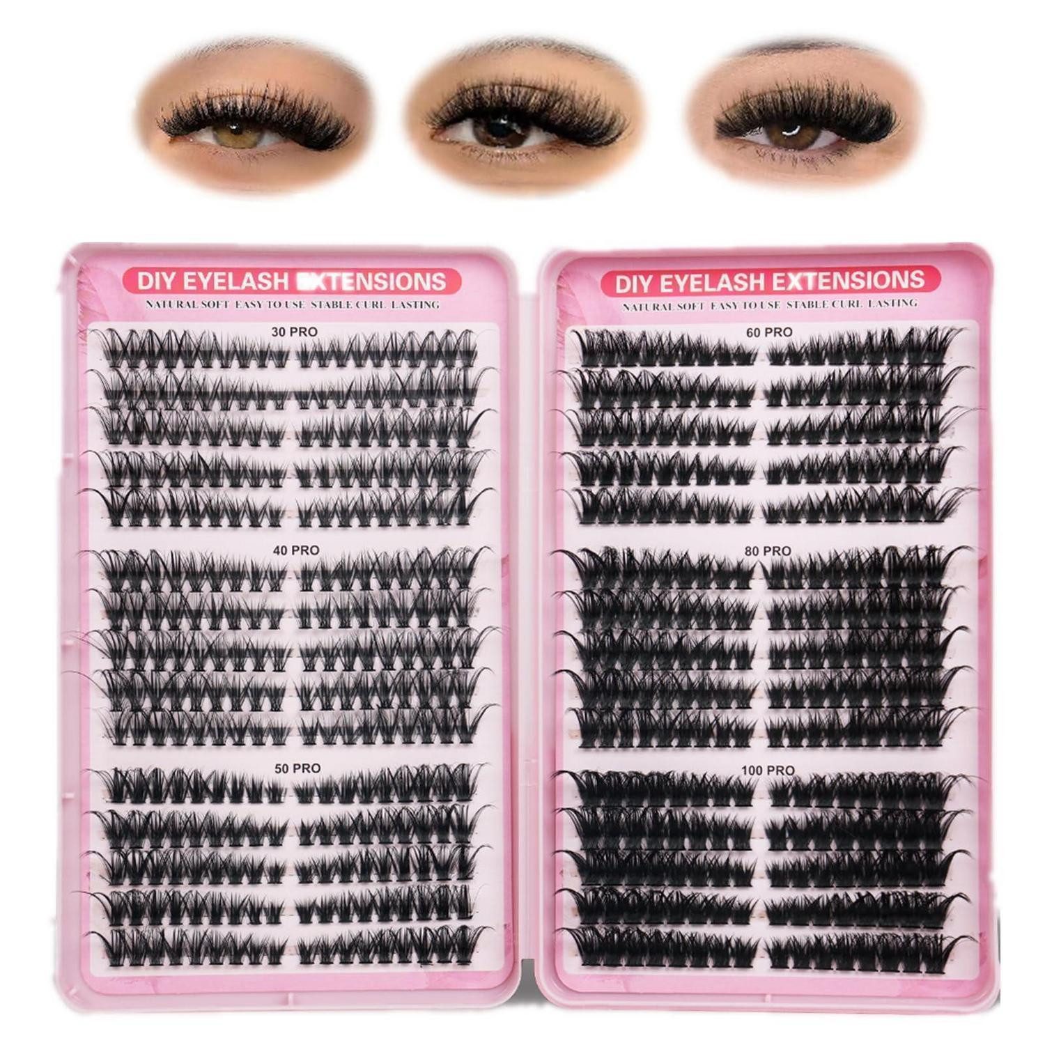 LuxusKollektion Einzelwimpern Wimpernverlängerung D-Curl Katzenauge 8-16mm 540Stk