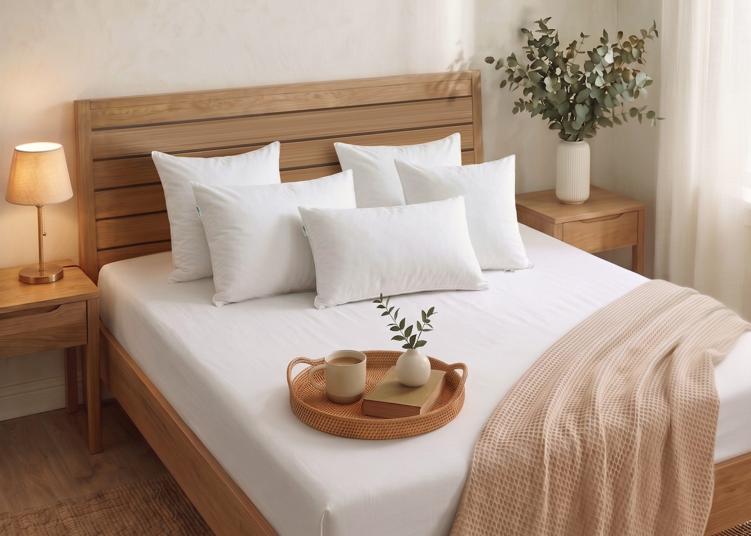 OTTO home Federkopfkissen Emrra Mit Kopfkissengrößen von 2x 40x40 cm bis 2x 50x50 cm, Füllung: 100% Federn, Bezug: 100% Baumwolle, Set, 2-tlg. Kissen-Set, Kuschelkissen, Dekokissen oder Sofakissen