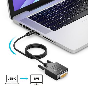deleyCON deleyCON 2m USB-C auf DVI Kabel USB C Stecker auf DVI Stecker PC Video-Kabel