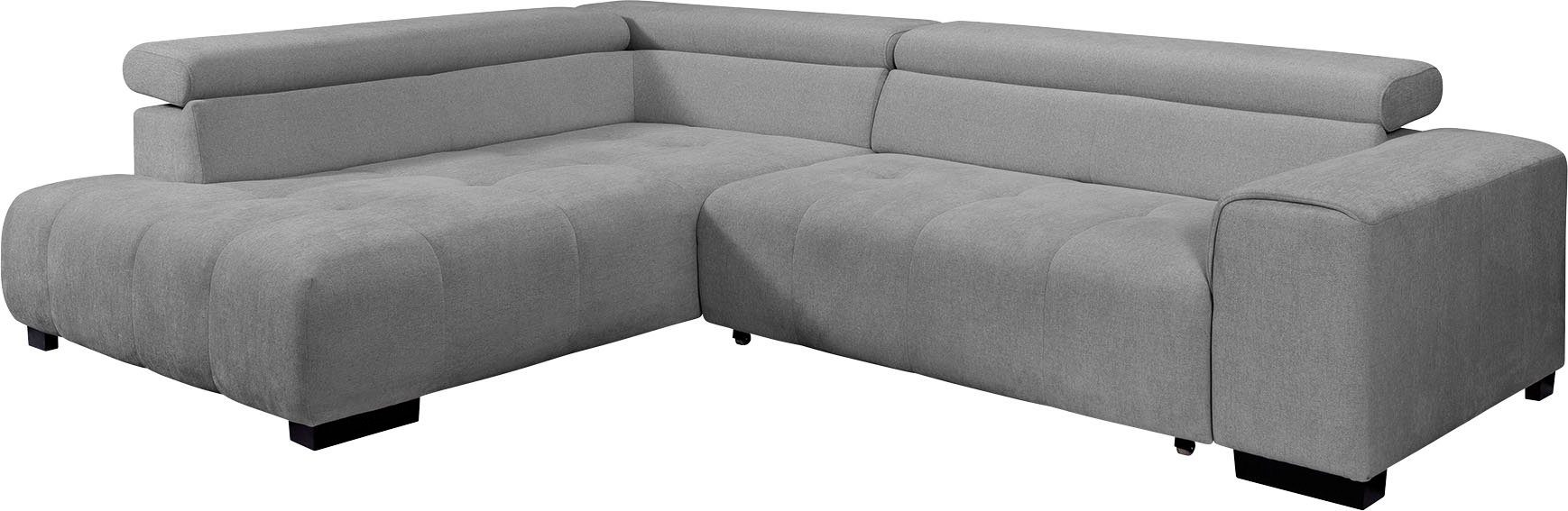 exxpo und verstellbaren Bettfunktion sofa - mit Kissen fashion Ecksofa, 3 Kopfstützen, wahlweise mit