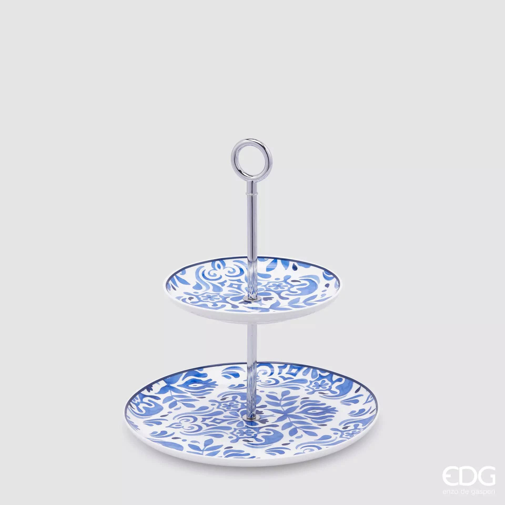 enzo de gasperi Schmuck Etagere Etagere - Präsentierteller Serie Capri - Porzellan weiß, blau bemalt