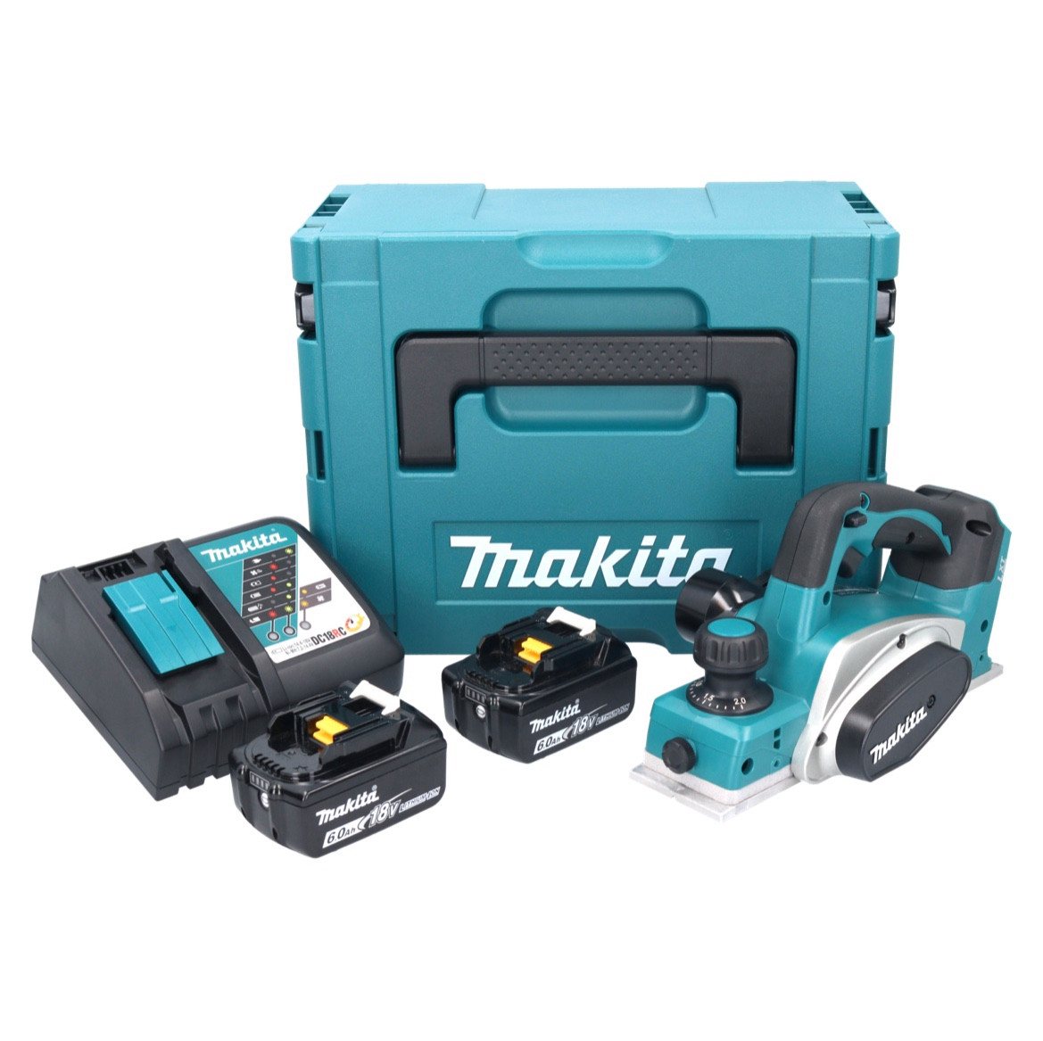Thumbnail - Makita Elektrohobel DKP 180 RGJ Akku Hobel 18 V 82 mm + 2x Akku 6,0 Ah + Ladegerät + Makp