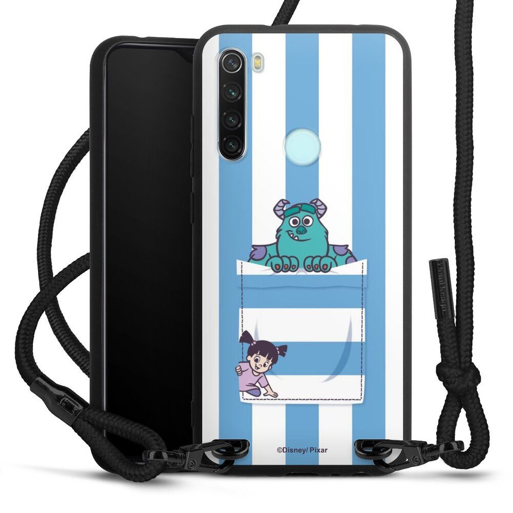 DeinDesign Handyhülle Disney Pixar Die Monster AG Fanartikel Monster AG Striped Pattern, Xiaomi Redmi Note 8 Premium Handykette Hülle mit Band Cover mit Kette