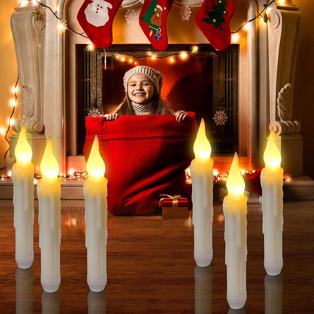 Rosnek LED-Kerze 6/12Stück, Kegel flackernde Kerzen, batterie, für  Weihnachten Tisch (6-tlg), mit Fernbedienung; Hochzeit Parteien Dekoration