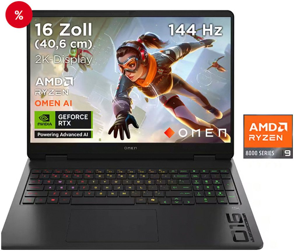 HP OMEN 16-ap AMD Gaming-Notebook (40,64 cm/16 Zoll, AMD Ryzen 9 8940HX, GeForce RTX 5070, 1000 GB SSD)