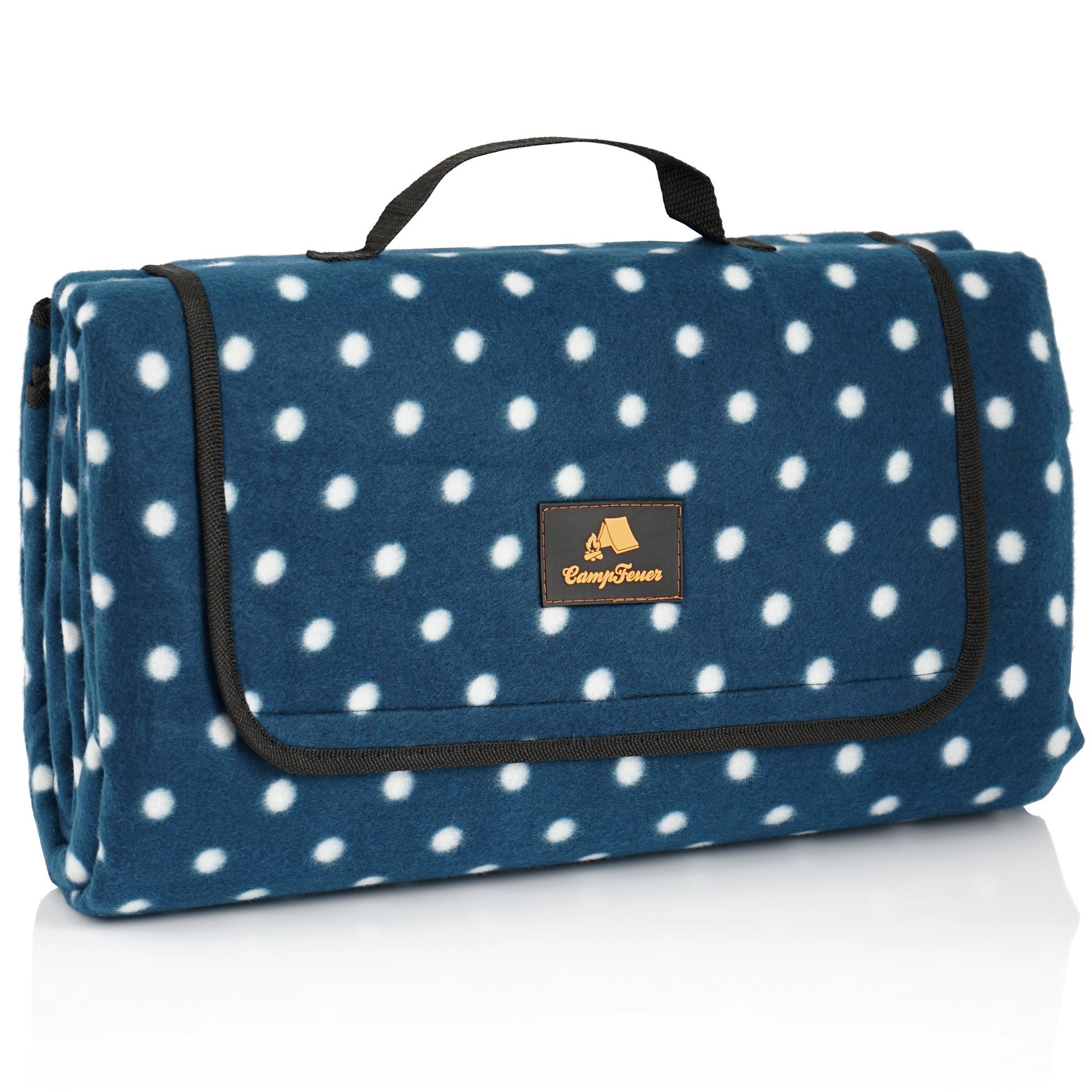 Picknickdecke 200x200 cm, blau, Muster: Punkte
