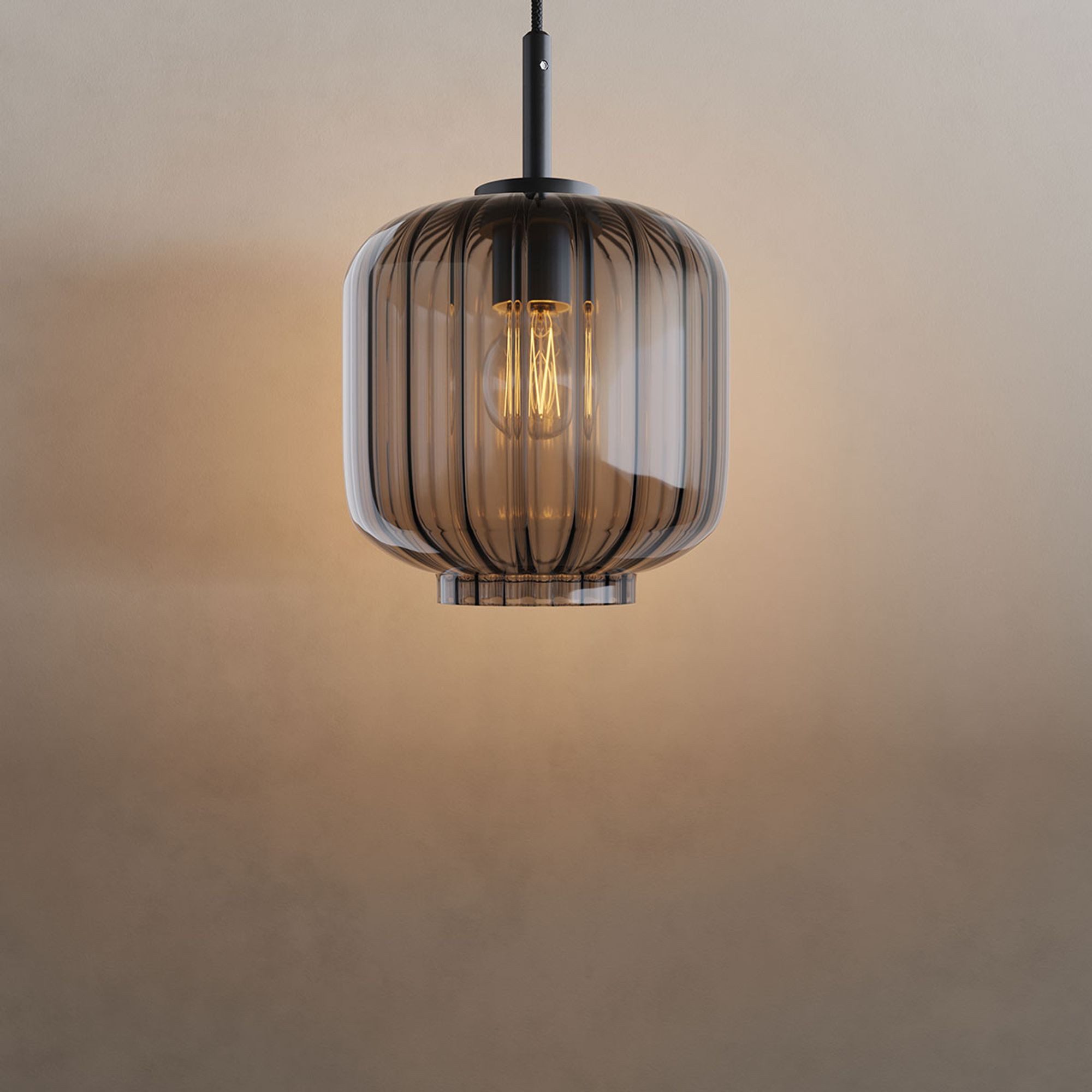 Pendelleuchte Velo Glas-Pendelleuchte Aufhängung 150cm Schwarz Rauch