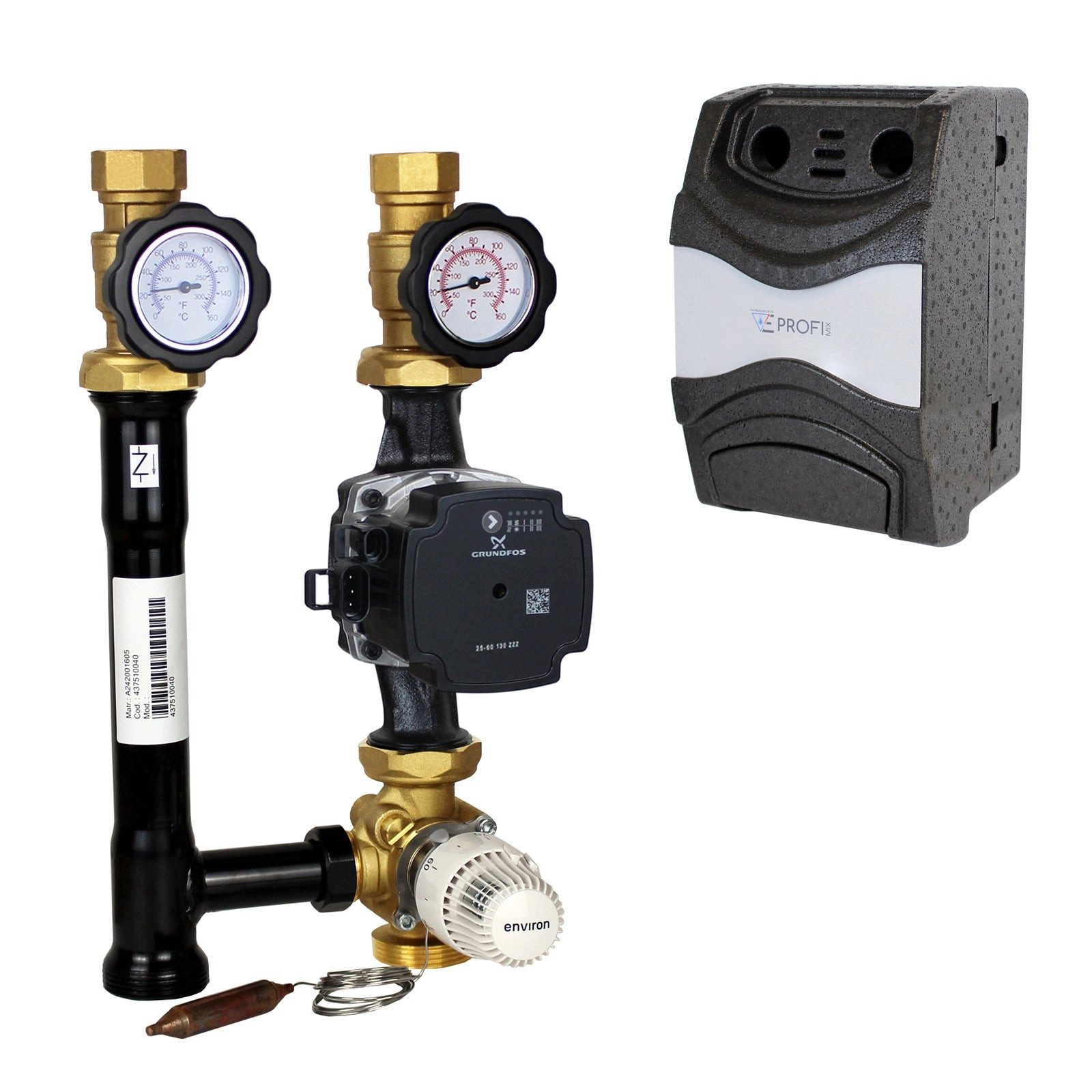 Environ Fußbodenheizung ProfiMix Heizkreispumpengruppe mit Drei-Wege-Mischer, Kapillar-Thermos