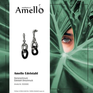 Amello Paar Ohrhänger Amello Ohrringe Edelstahl Keramik (Ohrhänger), Damen Ohrhänger Panzer Edelstahl (Stainless Steel), in silberfarben, s