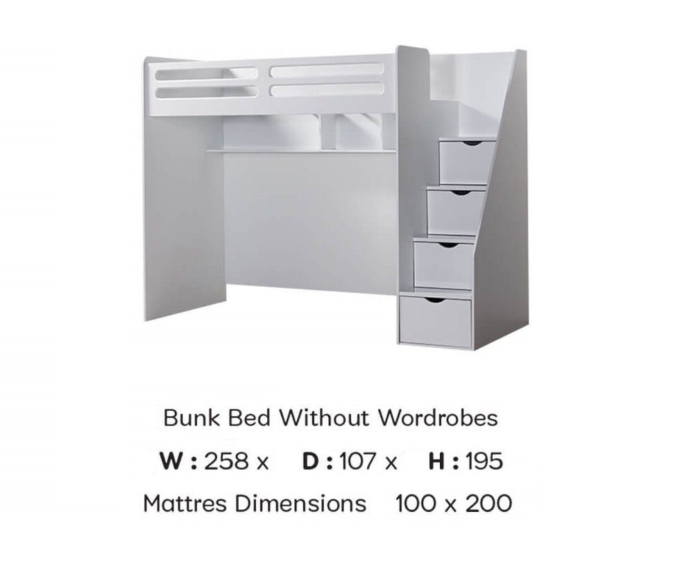 Möbel-Zeit Hochbett Kinderbett / Hochbett mit Treppe "Smart"