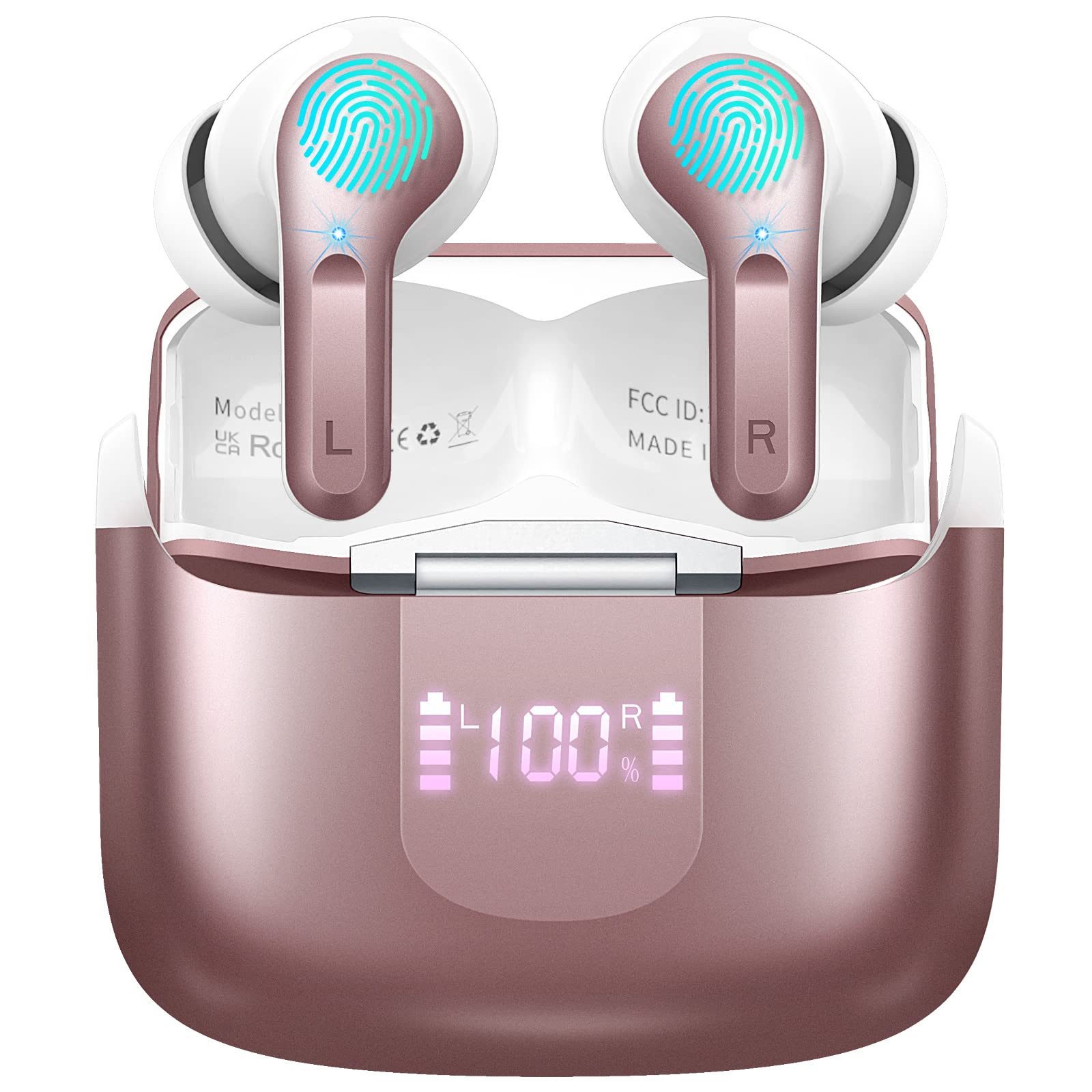 ibettertec Bluetooth Kopfhörer,Kopfhörer Kabellos Bluetooth 5.3 In Ear Kopfhörer In-Ear-Kopfhörer (AMA derselbe Bestseller mit 4 ENC Mikrofon,2025 Neue Kabellose Kopfhörer Noise Cancelling Earbuds mit 40H Deep Bass,USB-C,IP7 Wasserdicht Ohrhörer, IPX7 wasserdichte Ohrhörer,Tiefer Bass,Bluetooth Kopfhörer for Sport)